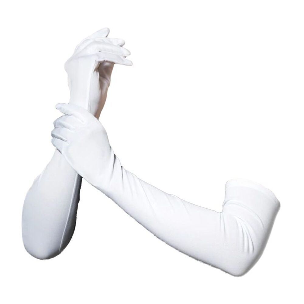 Smiffys Womens/Ladies Long Length Plain Gloves / White